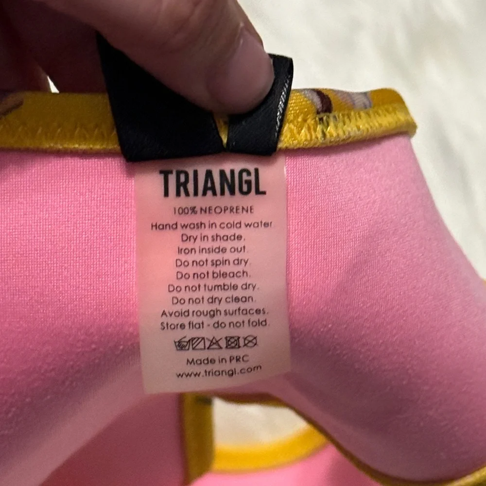 TRIANGL‎ Yellow Floral Cheeky Low Rise Bikini Bottom Y2K Resort Swimsuit Scuba